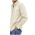 thumbnail image 3 of Men's Corduroy Shirt Casual Long Sleeve Button Down Lightweight Shirt Solid Color Regular Fit Shacket Jacket with Pocket, 3 of 6