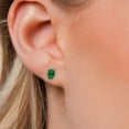 thumbnail image 3 of Gem Stone King 10K White Gold Green Simulated Emerald Stud Earrings for Women Men (0.70 Cttw, Gemstone Birthstone, Oval 6X4MM), 3 of 6