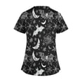 thumbnail image 4 of Funicet Hauts pour Femmes, Shorts pour Femmes, Mode Décontractée Halloween Imprimé Manches Courtes Col en V avec Poche, Hauts Décontractés pour Femmes, 4 of 5