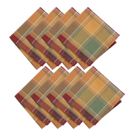 Elrene Home Fashions Autumn Acres Plaid Napkins, Set of 8, Multicolor, 17" x 17"
