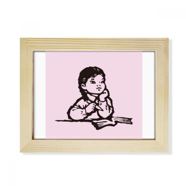 Reflections Chinese Red Educational Propaganda Desktop Photo Frame Picture Art Decoration Painting 6x8 inch