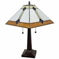 thumbnail image 5 of 21" Amber Cream and Blue Stained Glass Two Light Mission Style Table Lamp, 5 of 8