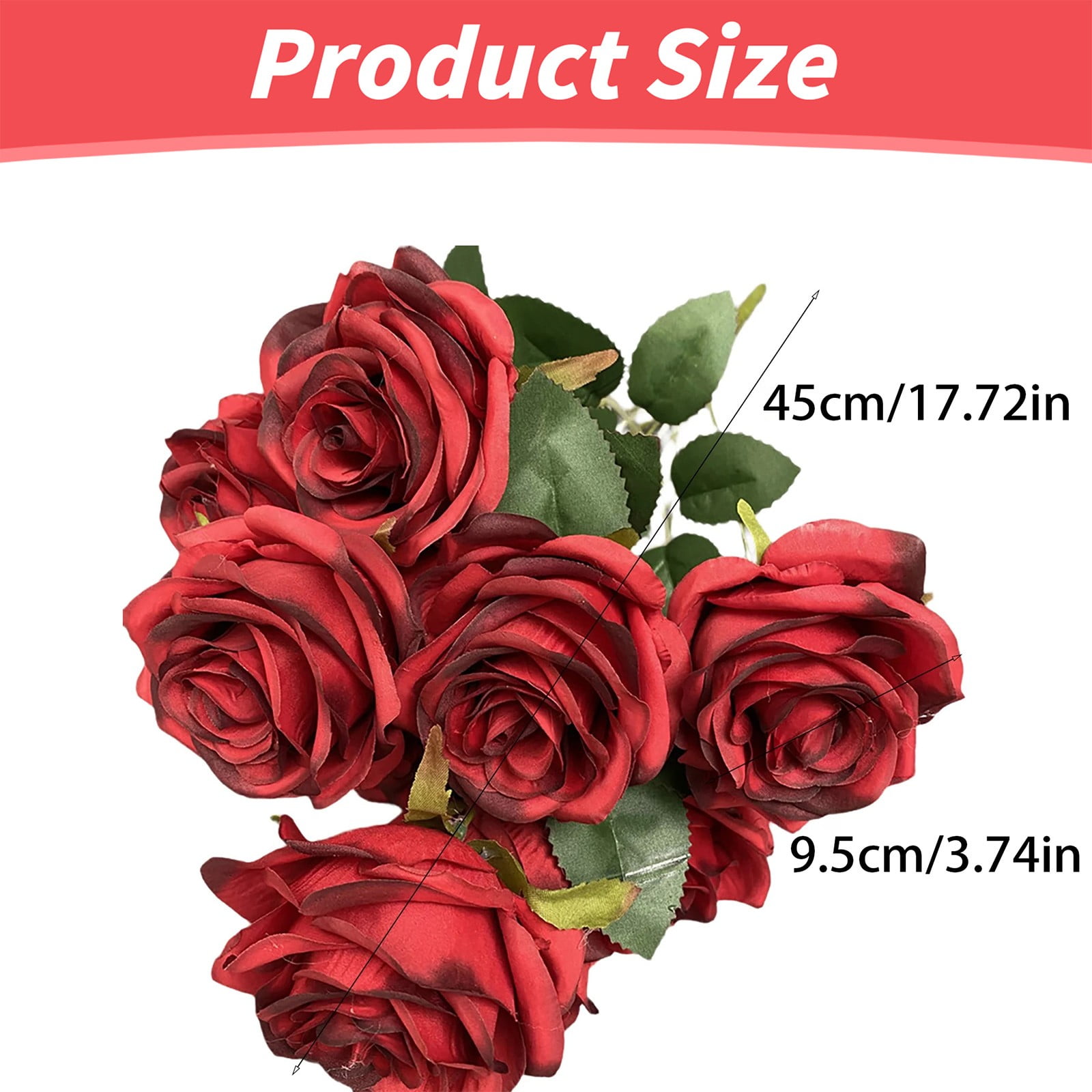 FXMLRLK Artificial Roses Flowers, 9 Heads Realistic Long Stem Fake Roses Faux Silk Flowers for DIY Bouquets Wedding Centerpieces Arrangements Home Party Decor, 1-White