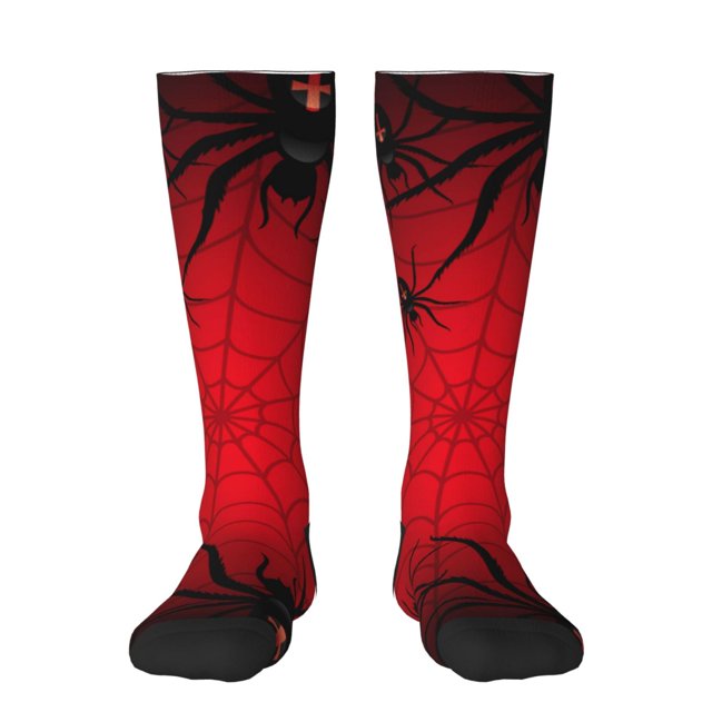 Fotbe Spiders On The Web And Space Calcetas Divertidas Estampadas para Hombre y Mujer, Calcetas de Algodón hasta la Rodilla para Caminar, Correr, Enfermería y Embarazo