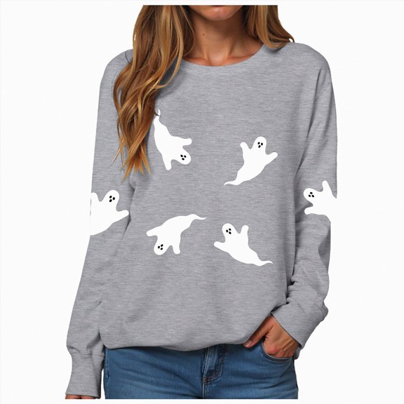 Godom Halloween Sweatshirts for Women Pumpkin Graphic Long Sleeve Tunic Shirts Crewneck Loose Pullover Tops 2025 Trendy Outfit