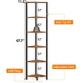thumbnail image 2 of 6 Tier Corner Shelf with LED Light, 67.5” Tall Standing Shelf Organizer, Narrow Bookshelf with Storage Rack for Wall Corner, Living Room, Bedroom, Metal Frame, Wood Display Shelf, 2 of 17