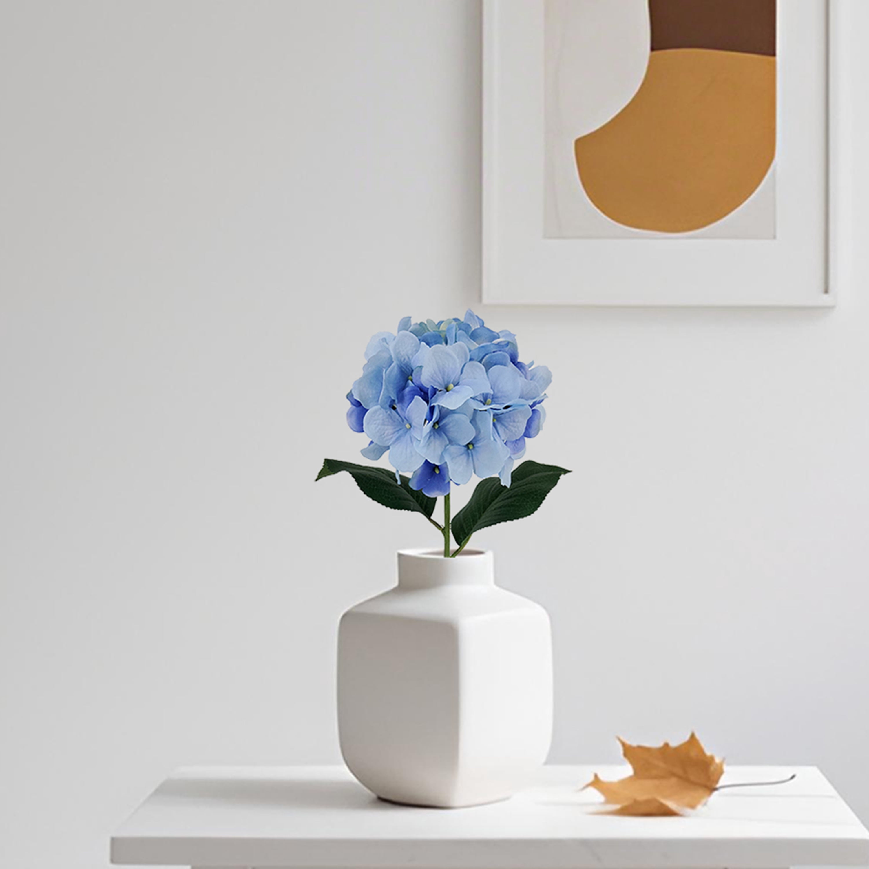 Mainstays Indoor 24 in Artificial Hydrangea Flower Stem, Polyester, Blue