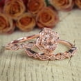 thumbnail image 3 of Limited Time Sale 2 carat Round Cut Morganite and Diamond Halo Bridal Wedding Ring Set 10k Rose Gold, 3 of 3
