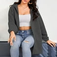 thumbnail image 5 of VISALY Women's Fall Full Zip Up Long Sleeve Hooded Sweatshirt Oversized Fleece Casual 2025 Jacket Coat with Pocket Outwear Tunic Sweatshirt Dark Grey L, 5 of 9
