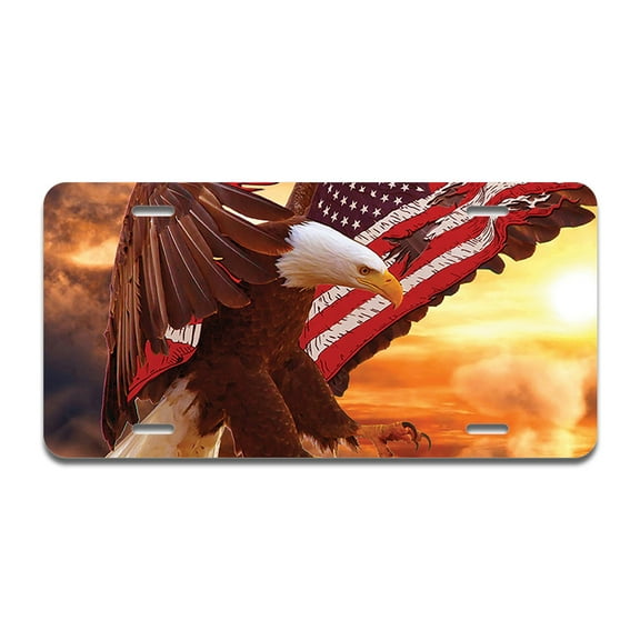 Bald Eagle Aluminum License Plate| License Plate 12" X 6" Fits Any Car, Truck, SUV, RV, or Trailer | Made in The USA