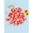 thumbnail image 2 of Sunloudy Kids Girls Rash Guard Swimsuit Rompers Long Sleeve Daisy Print Toddler Ruffles Bathing Suit Swimwear, 2 of 7