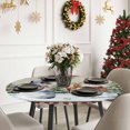 thumbnail image 6 of Snowman Xmas Tree Ball Elk Buffalo Plaid Fitted Round Tablecloths Table Covers 36"-44",Waterproof Table Cloth for Kitchen Holiday Party Tables Decor, 6 of 9