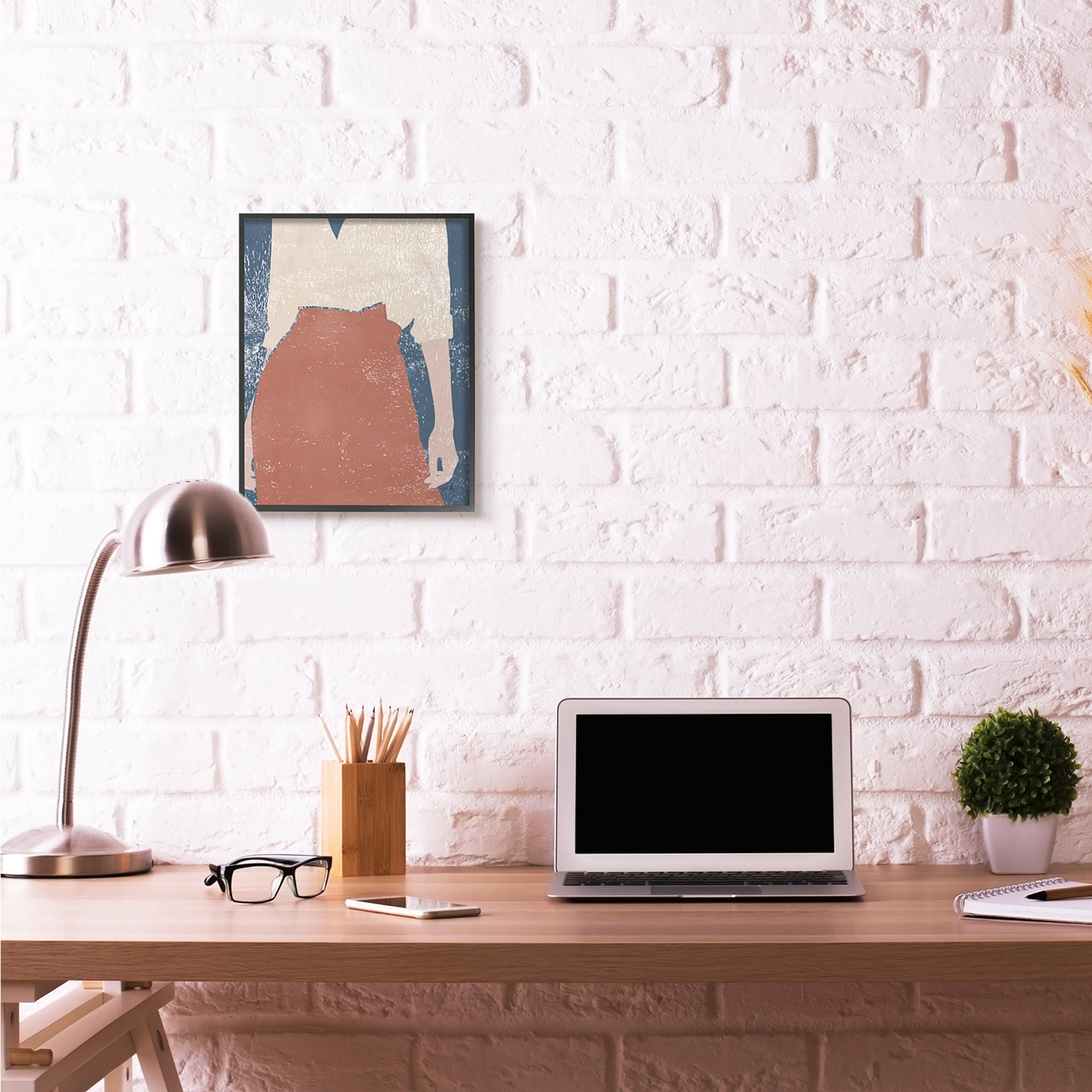 Stupell Industries Standing Person Red Blue Textured Surface Design Graphic Art Black Framed Art Print Wall Art, 16x20, by Moira Hershey