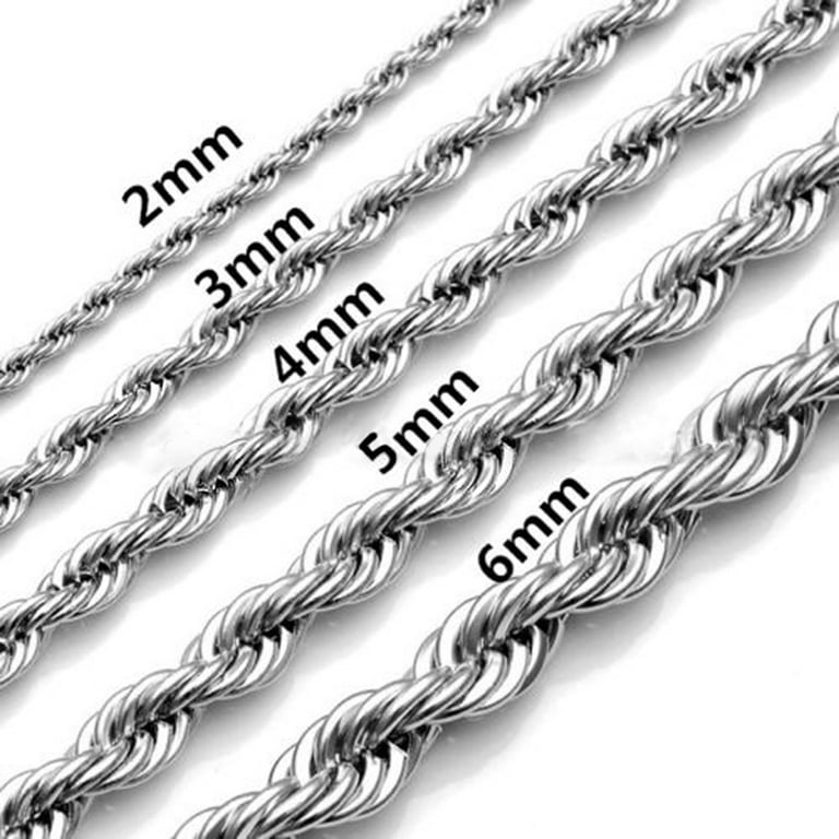 TINGN Silver Chain for Men 3mm 16 Inch Stainless Steel Silver Twist Rope  Chain Necklace for Men