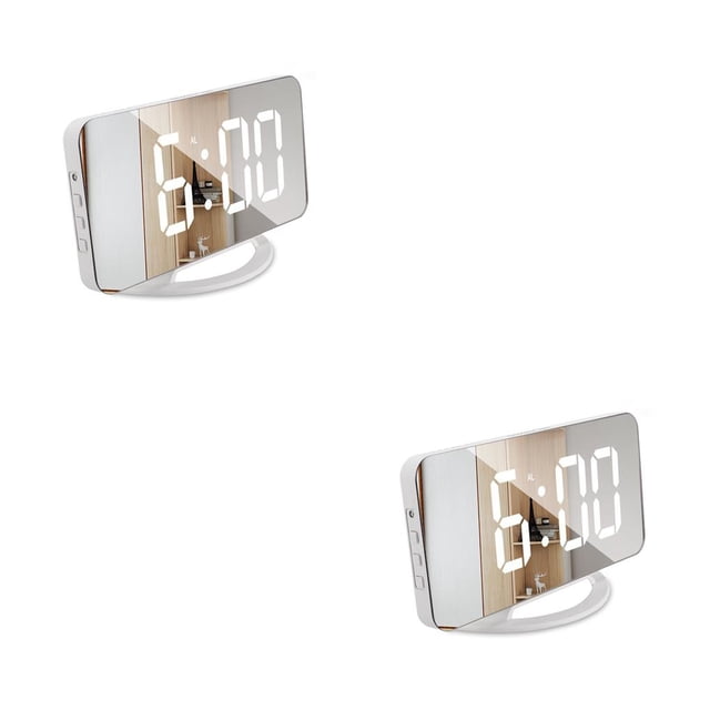 Seitruly Proyector Ajustable Multifuncional Despertador Digital Reloj Maquillaje Espejo Termómetro Proyección Relojes Blanco, Luz Azul Type4 NO4