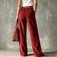 thumbnail image 4 of Womens High Waisted Corduroy Pants Wide Leg Loose Fit Trousers With Functional Side Pockets Fall Casual Streetwear Outfits Red L, 4 of 4