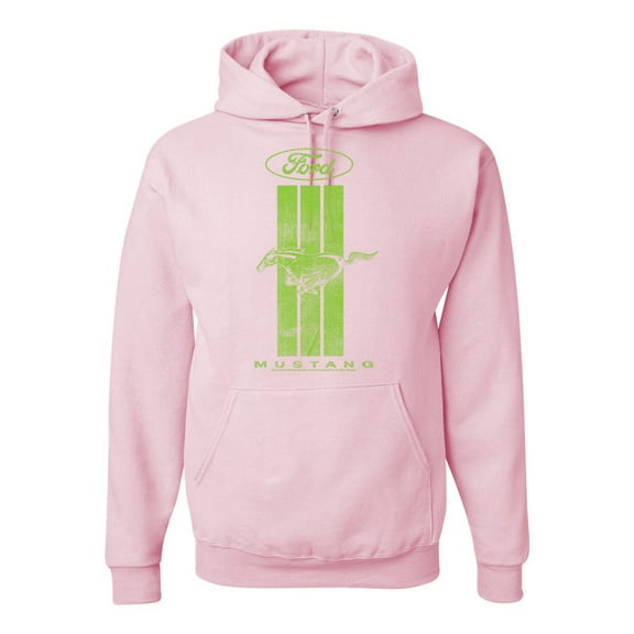 Wild Bobby, Green Striped Ford Mustang | Mens Cars and Trucks Hooded Sweatshirt Graphic Hoodie, Light Pink, Medium