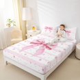 thumbnail image 4 of Feelyou Pink Princess Bowknot Bed Sheets, Cartoon Stars Lines King Sheets, 4pcs, 4 of 7