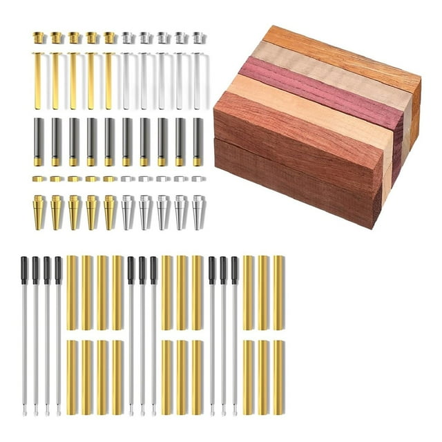 Kits Bolígrafos para Torneado Madera, Paquete 10, Dorados y Plateados, 20 Piezas Madera para Torneado, Herramientas para Hacer Bolígrafos, Bolígrafo para Bricolaje, Cobre.