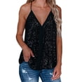 thumbnail image 3 of Txlixc Chaleco de cuello en V profundo, tirantes, blusa de lentejuelas sin mangas, blusa de ocio Txlixc  moda, 3 of 5