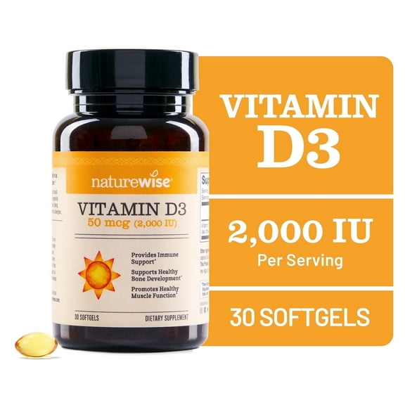 NatureWise Vitamin D3 2000iu   Organic Olive Oil 30 Mini Softgels [30-Day Supply]