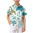 thumbnail image 5 of CAICJ98 Boys Hawaiian Shirt Tropical Short Sleeve Cool Cute Casual Button Down Tops for Youth Kids Summer Beach (Light Blue,7-8 Years), 5 of 6