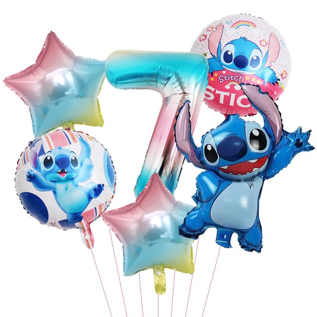 Globos de aluminio con forma de Lilo y Stitch de Disney, juego de globos con números de 32 ", decoraciones para fiesta de cumpleaños para niños, juguete para regalo para Baby Shower