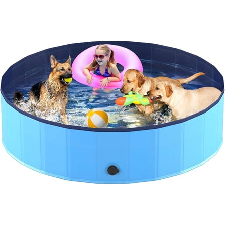 Niubya Foldable Pool, Collapsible Hard Plastic Swimming Pool, Portable Bath Tub for Pets Dogs and Cats, Pet Wading Pool for Indoor and Outdoor, 72 x 12 Inches