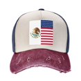 thumbnail image 2 of Men Women America Mexican Flag Distressed Twill Cotton Baseball Cap Vintage Adjustable Dad Hat, 2 of 7
