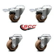 thumbnail image 2 of 3.5 Inch High Temp Glass Filled Nylon Bolt Hole Caster Set with Total Lock Brake, 2 of 2