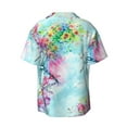 thumbnail image 6 of Lsque Dragonfly Floral print Men's Cuban Collar Short Sleeve Shirt Summer Beachwear Casual Button Down Fashionable Vacation Leisure Shirt-3X-Large, 6 of 7