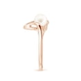thumbnail image 3 of Angara Freshwater Cultured Pearl Wave Shank Ring in 14K Rose Gold for Women | June Birthstone Jewelry for Her, 3 of 8