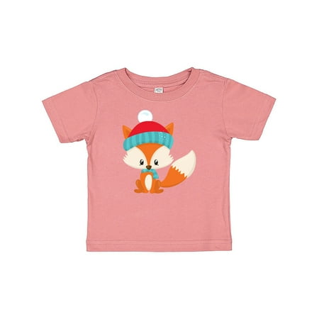 

Inktastic Cute Fox Fox With Hat And Scarf Orange Fox Gift Baby Boy or Baby Girl T-Shirt