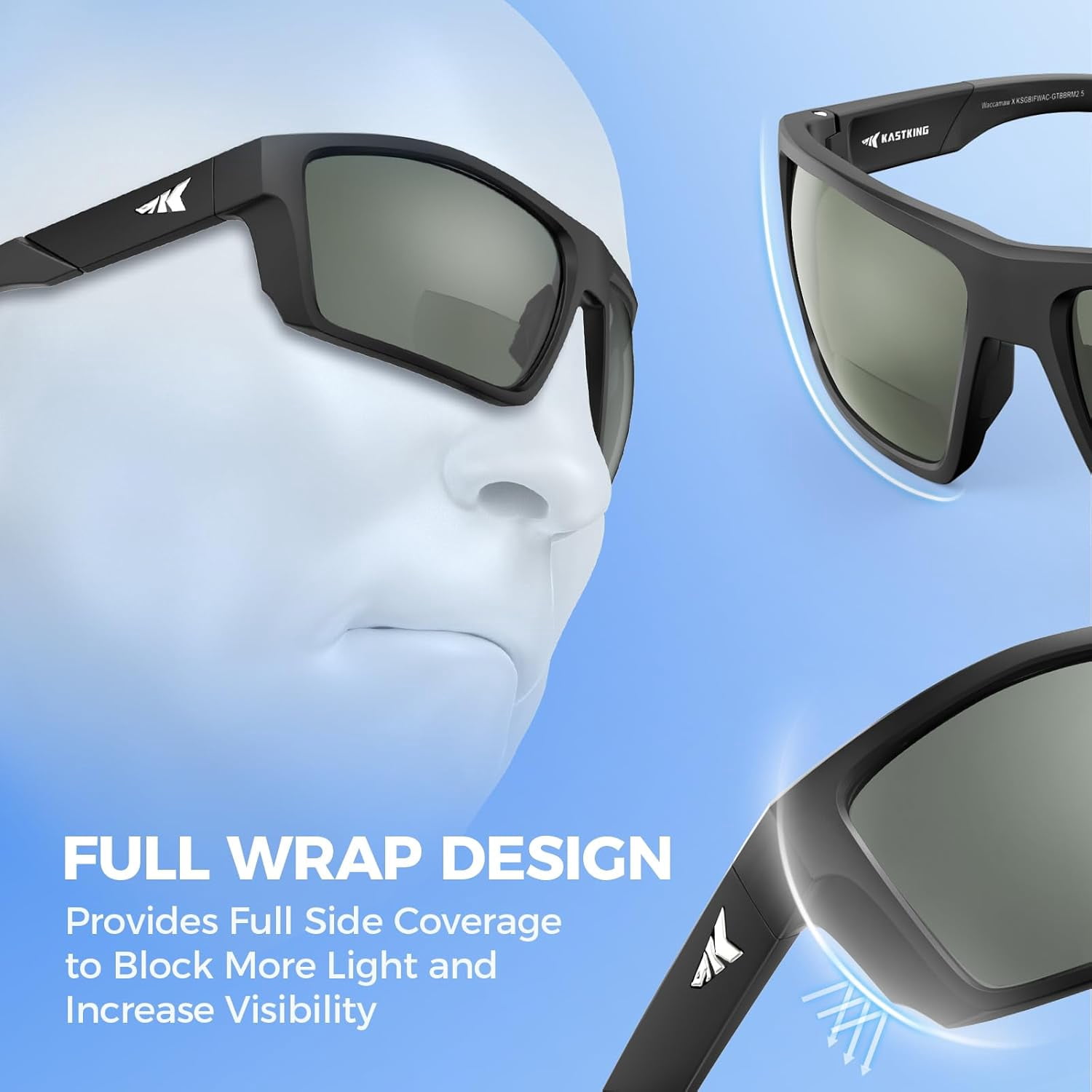 KastKing Waccamaw Polarized Bifocal Sunglasses x2.5 Magnifications, Wrap Around Sport Reader Sunglasses for Men