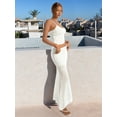 thumbnail image 3 of Women'S 2 Piece Outfits Ruffle Trim Crop Top and Low Rise Maxi Skirt Set White L, 3 of 6