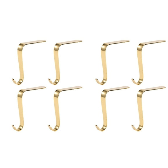IDEANATEGRATE Christmas Stocking Hangers Golden Zinc Alloy For Fireplace Decorations 8Pcs 4.7In