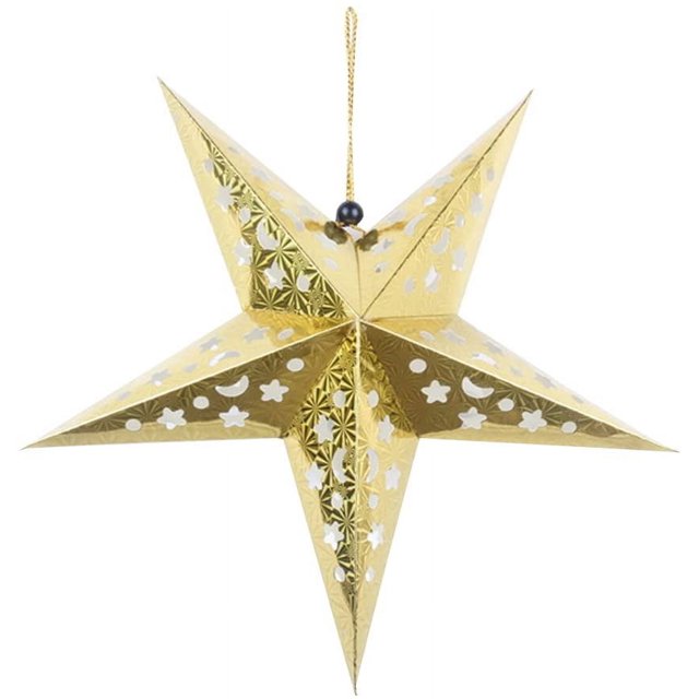 45 cm Papel de Pascua Decoración navideña Estrellas 3D Estrella de Adviento Colgante decorativo para árbol de Navidad para decoraciones de árboles de Navidad Decoraciones colgantes para fiestas Oro