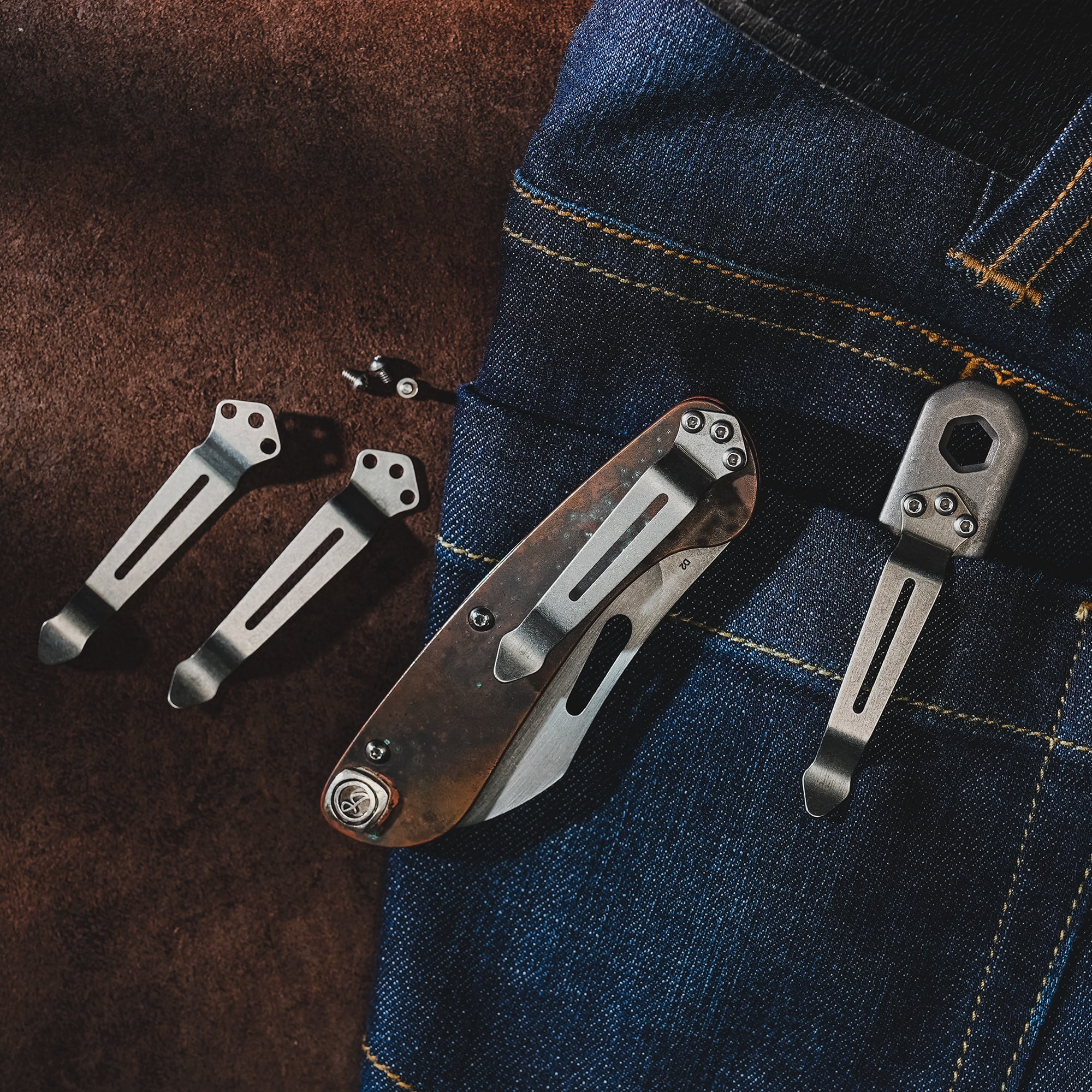 Mini Multi-outils En Titane - Clé Réglable, Barre De Corbeau, 5 Fonctions - EDC