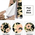 thumbnail image 4 of Peel and Stick Wallpaper Canvas Peach Flowers Black Flowers Green Leaves Botanical Patterns Soft Modern Art Wall Mural Decor Self Adhesive and Removable 69in x 98in, 4 of 8