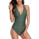 thumbnail image 1 of Advancent Traje de baño de una pieza de poliéster de alta elasticidad y artesanía exquisita para mujer, traje de baño Push Up para nadar Traje de baño Verde METRO, 1 of 6