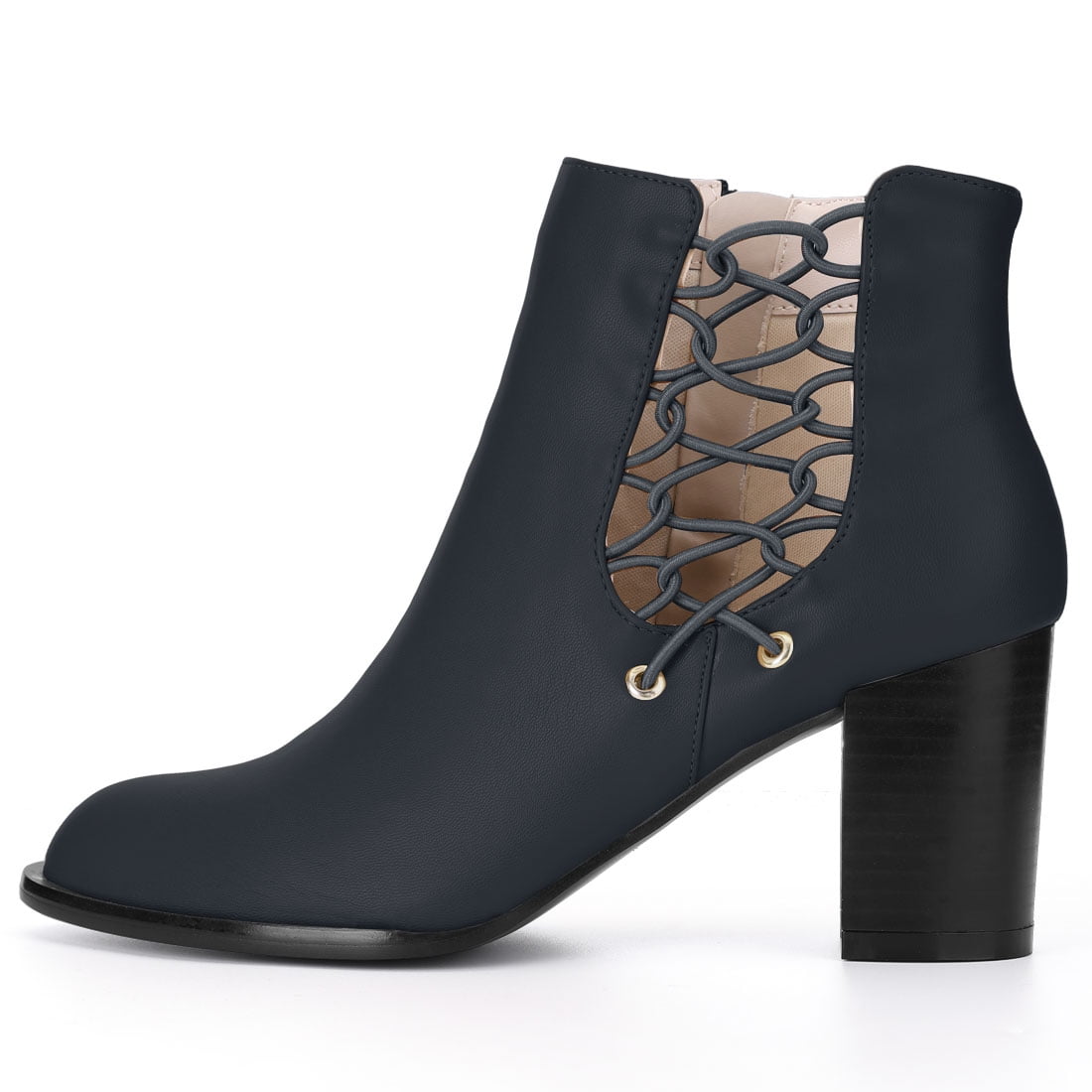 block heel cut out ankle boots