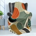 thumbnail image 3 of Ambesonne Monstera Fleece Throw Blanket Abstract Boho Mid Century 60"x80" Burnt Orange Pale Khaki, 3 of 5