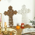 thumbnail image 4 of Sungmor Cast Iron Cross Wall Decor, Pretty & Ornate Metal Cross Wall Art, Vintage Decorative Outdoor Hanging Cross, Rustic White Religious Wall Sculpture Farmhouse Home Decor, 4 of 7