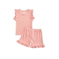 thumbnail image 3 of Seyurigaoka Ribbed Outfits Fly Sleeve Round Neck Pullover + Ruffle Shorts, 3 of 9