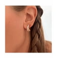 thumbnail image 4 of Aretes Xtellar Dorados Forma X Con Zirconias Cuadradas, 4 of 4
