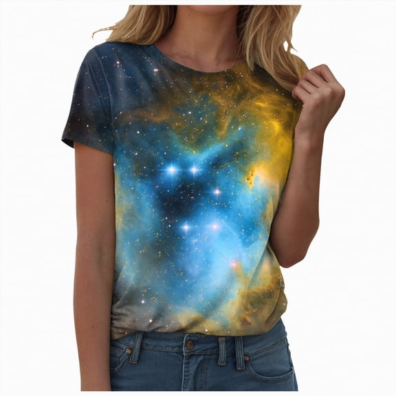 Yindaity T Shirt Women Men's Women's Shirts Unisex 3D Graphic Print Fashion T-Shirts for Adults(Sky Blue,XL)