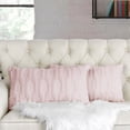 thumbnail image 2 of Home Soft Things 2-Pc Tatami Embroidery Plush Faux Fur pillow covers - Peach Blush - 14"x26", 2 of 8