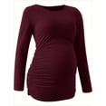 thumbnail image 5 of Yawrut Womens Maternity Long Sleeve Tshirt Classic Side Ruched Tee Top Mama Pregnancy Clothes, 5 of 5