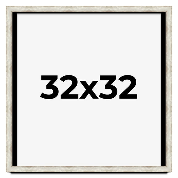 32x32 Shadow Box Frame Silver | 1.625 Inches Deep Real Wood Contemporary Shadowbox Display Frame |
