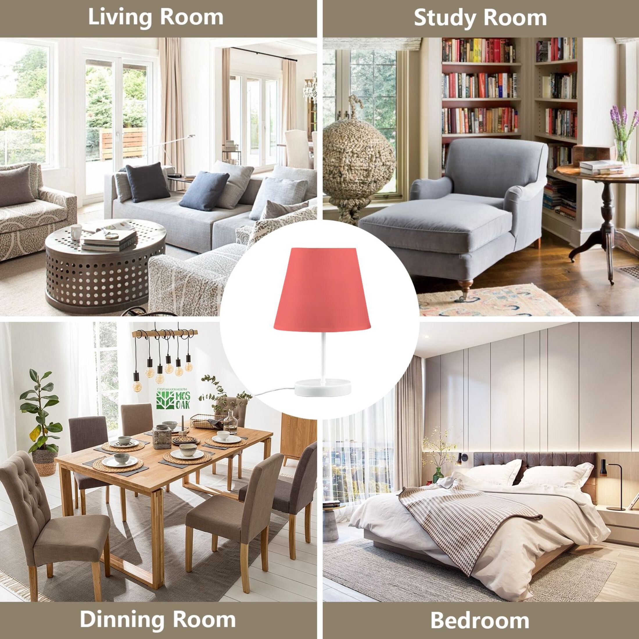 LED Desk Lamp Pastel Red Table Nightstand Lamps with 3 Color Temperatures for Home Bedroom Living Room Decor 8x12